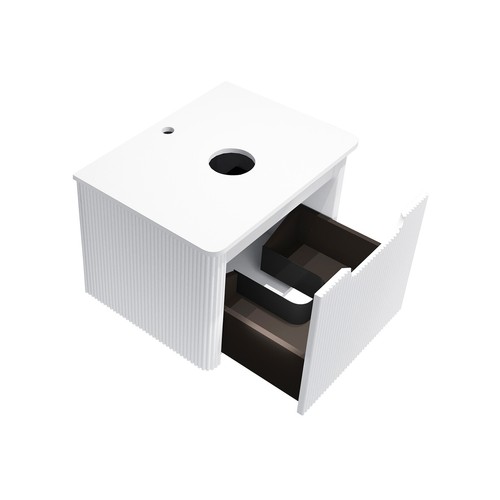 ACA Wall Hung Vanity Unit 610/750/910mm Cabinet Single Drawer Stone Counter Top - Picture 4 of 71