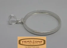 925 Silver U.S HALF DOLLAR 30.6 mm Coin Bezel Frame Reeded Edge Mount Bail-#B095