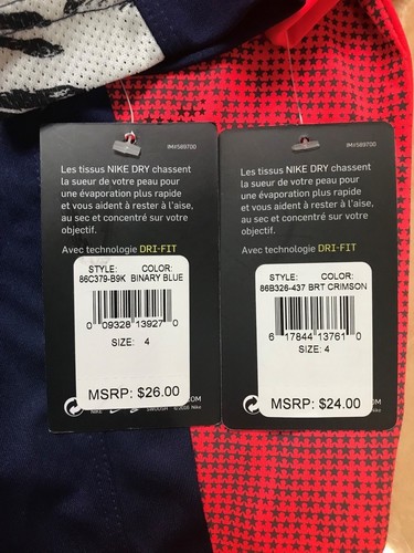Nike Dri-Fit Boys Binary Blue/Crimson Sz 4 Short Sleeve T-shirt $50 NWT Lot of 2 - Picture 9 of 9