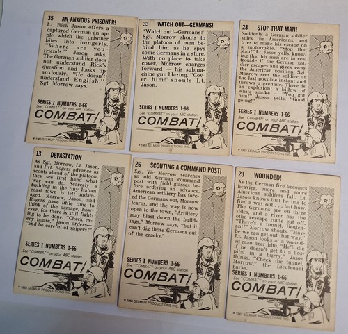1964 DONRUSS COMBAT SERIES 1, 6 CARD LOT TV SHOW VIC MORROW - Picture 2 of 2