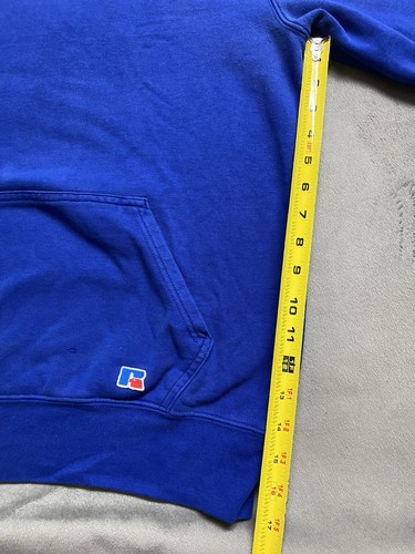 Russell Athletic Hoodie Mens M Blue Blank Pullover Sweatshirt Y2K Pocket Basic - Bild 9 von 15