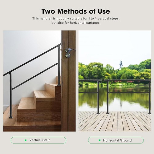 2/3/4/5/6 Steps Outdoor Wrought Iron Handrail,Adjustable Height Stair Railing - Picture 18 of 31