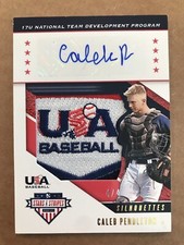 CALEB PENDLETON 2019 Stars & Stripes USA Baseball USA LOGO Patch Auto # 4/4 wow!