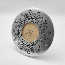 Silver Easel Frame Photo Mini 3 1/2" Diameter Round Image/Picture