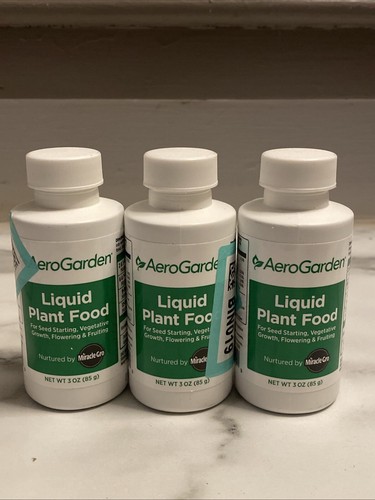 3 BOTTLES AeroGarden Liquid Plant Food - 3 Oz. - New/Sealed
