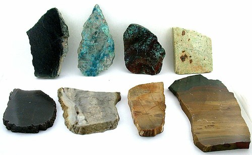 Eight Chrysocolla Jade Variscite Apatite Quartz Jasper Slab Cabochon Rough 8PSL2 - Picture 2 of 2