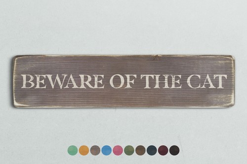 VORSICHT VOR DER KATZE Holzschild im Vintage Stil. Shabby Chic Retro Wohngeschenk - Bild 1 von 2
