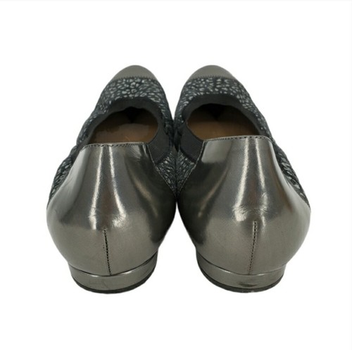 ANYI LU CATE SILVER CAP TOES HEELS BLACK SUEDE CHEETAH PRINT BALLET FLATS 41 10 - Picture 5 of 5
