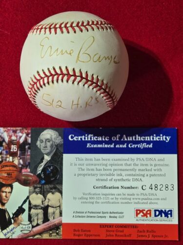 Ernie Bank Single Signed Baseball Insc 512 HRs ONL Bill weiß handsigniert PSA - Bild 1 von 4