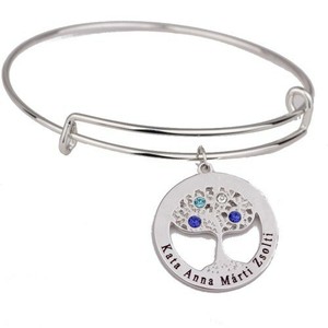 Collier Personnalisé Arbre de Vie 4 Prénoms Pierres Naissances L/&D