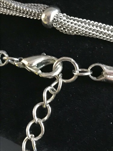 Silber Multi-Strang Seil Perlen Metall Kette Halskette - 19" schön - Bild 6 von 6