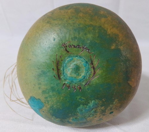 1988 Signed Hant Painted Karryn Native American Snake Gourd Vase - Picture 7 of 9