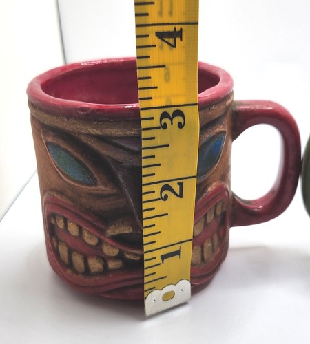 Tazas Tiki vintage, cerámica artística estudiantil 1975, conjunto de 2 - Imagen 5 de 10