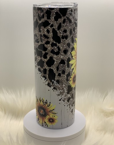 20 oz (environ 566.98 g) Straight Skinny Sun Fleur Imprimé Léopard gobelets Sublimation - Photo 3 sur 4
