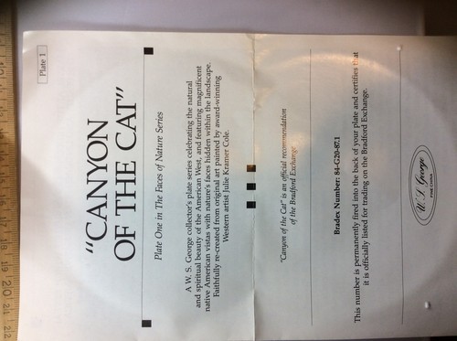 LOT of"Canyon of the Cat" Collectors Plate Julie Kramer Cole - Mint  + Bonus - Picture 4 of 9