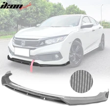 Fits 19-21 Honda Civic IKON V3 Style Front Bumper Lip Carbon Fiber Print 2PC