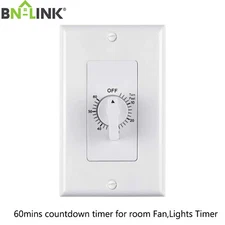 BN-LINK Heavy Duty Mechanical 60-Minute In-Wall Spring Loaded Countdown Timer