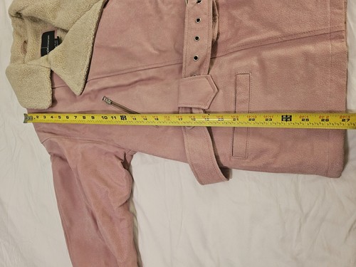 Moda International Genuine Pink Leather fleece Moto Jacket Women's Med - Picture 13 of 19