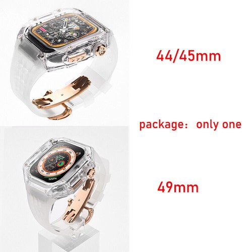 49mm 45mm Transparent PC Rubber Fr Apple Watch Ultra 2 9 8 7 6 Mod Kit Case Band - Picture 5 of 58