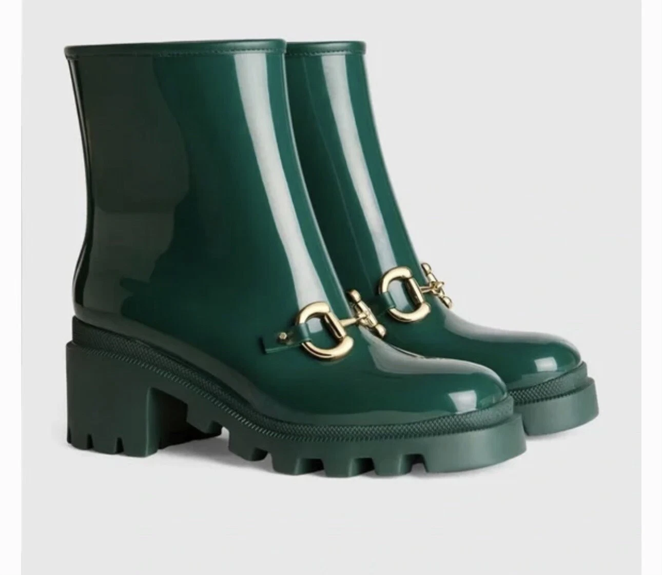 Chaussures femmes Gucci bottes cheville caoutchouc plateau   bottes cheval noir eu : 40 neuves