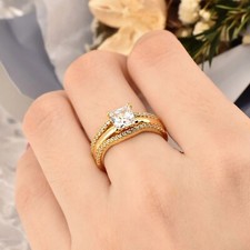 Cubic zirconia 925 Silver Rings for Women - K Gold Luxury Jewelry Solitaire