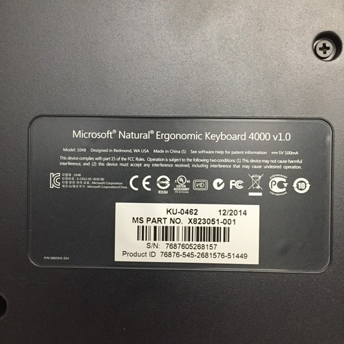 Microsoft Keyboard Natural Ergonomic Pedestal 4000 v1.0 Wired Model # 1048 New - Picture 8 of 13
