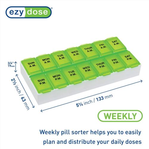 EZY DOSE Astuccio Portapillole Settimanale (7 Giorni) AM/PM, Pianificatore Medicina, Organizzatore Vitamine,... - Foto 4 di 10