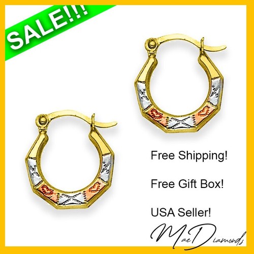 Fancy Hollow Hoop Design 4 Earrings in 14K Yellow, White and Rose Gold - Bild 2 von 4