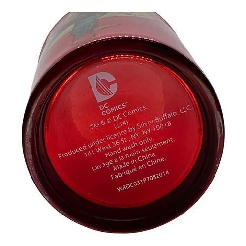 2014 DC Comics FLASH Red Tinted Glass Tumbler 14oz 6" - Imagen 3 de 4