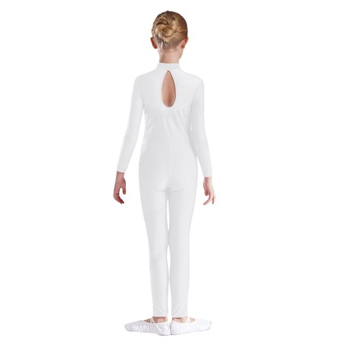DE Mädchen Turnanzug Ganzkörper Ballett Gymnastikanzug Langarm Overall Jumpsuit - Bild 25 von 47