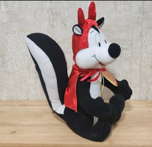 Peluche Halloween Vintage Looney Tunes Pepe Le Pew Skunk Rosso Diavolo Animale 10" - Foto 2 di 4