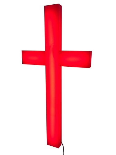 Rotes Kreuz, christlich beleuchtetes Kirchenschild rotes Plexiglas LED Licht Wandkreuz - Bild 1 von 7