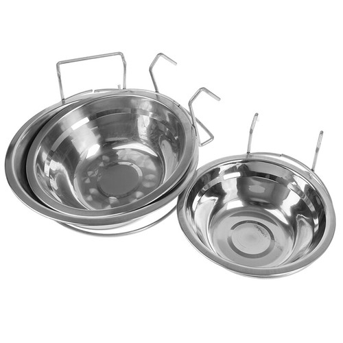 Stainless Steel Pet vente Hanging Bowl Feeding Dog Cat Bird Parrot Food Water Cage-wf