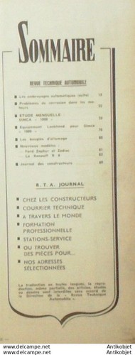 Revue Technique Automobile Simca 1000 Ford Zephyr et Zodiac Renault R8 196#1962 - Imagen 2 de 4