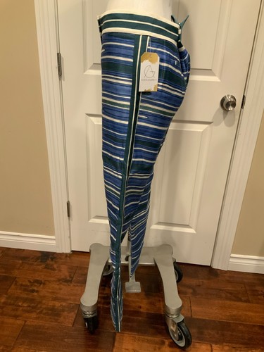Tory Burch blau, grün & weiß Aquarell gestreift gerades Bein Hose, Größe 8 - Bild 4 von 9