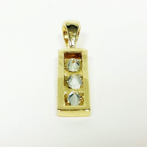 Three Stone Diamond Round & Old European Cut Pendant 14K Yellow Gold Hanging - Picture 9 of 9