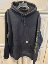 Carhartt Blue Logo Sleeve - Hooded Sweatshirt Mens Size XLarge chest 54 in