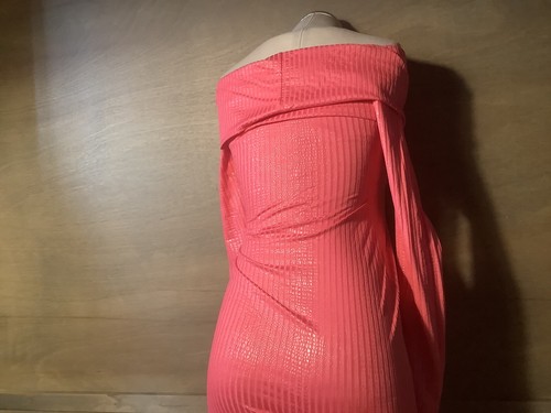 Uptown USA Women's PINK TEXTURED DRESS BODYCON OVER SHOULDERS JR. S, M, L NEW  - Picture 8 of 8