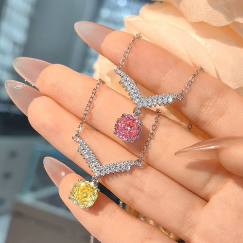 New Wings Design Rose Cut Octagon Pink Topaz Gems Silver Women Necklace Pendants - Bild 6 von 6