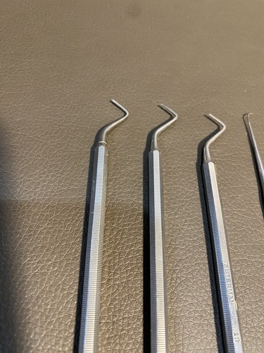 6 Pieces German Pfingst  Vintage Dental Tools Picks Oddities Quack Equipment - Picture 4 of 9