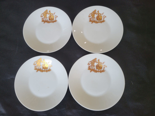 LIMOGES FRANKREICH 4er Set DEMITASSE TASSEN & UNTERTASSEN GOLD UMWERBEN PAAR Porzellan - Bild 7 von 8