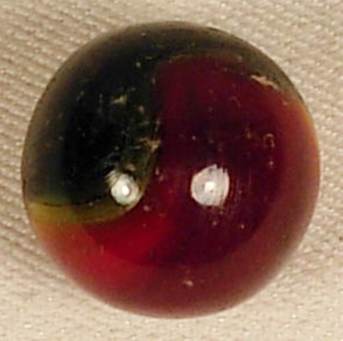 AKRO AGATE INDIAN BLANKET MARBLE RED YELLOW BLACK VG 3/4" - Picture 2 of 4