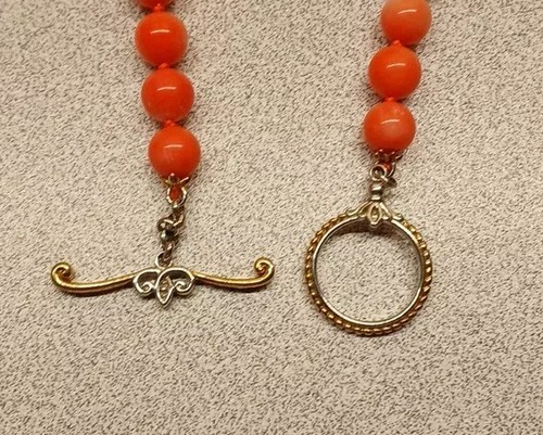 GEMS EN VOGUE Pink Bamboo Coral Sterling Silver Graduated Bead Necklace 21" - Picture 8 of 8