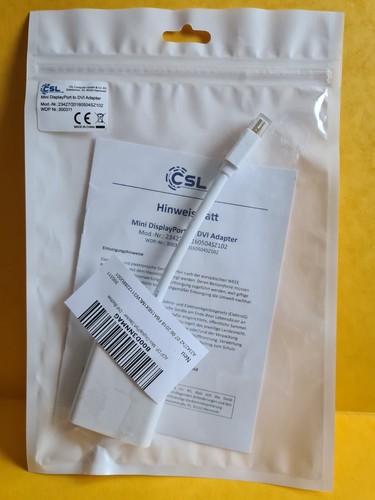 CSL - HQ Full HD 1080p Mini Displayport miniDP auf DVI Adapterkabel in weiß - Bild 1 von 4