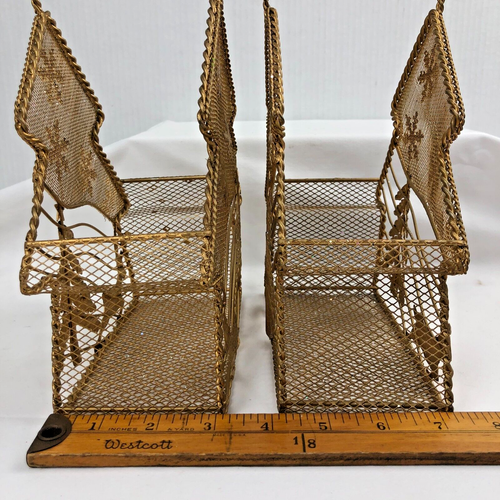 Christmas Gold Metal Mesh Tree Baskets Twisted Wire Handles Sparkle Glitter (3) - Picture 9 of 10