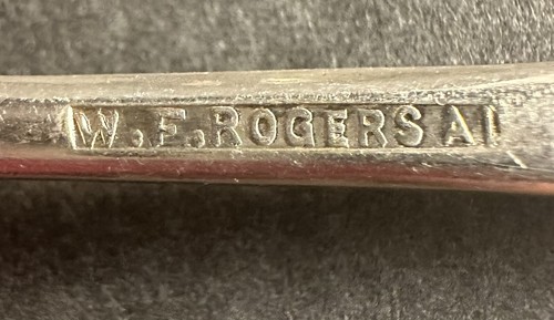 2 Antique W. F. Rogers AI Silver Plate Oval Beaded Glossy Sugar Spoons 4.5" - Picture 5 of 6