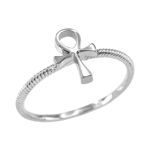 Dainty Gold Egyptian Ankh Cross Ring - Picture 5 of 9