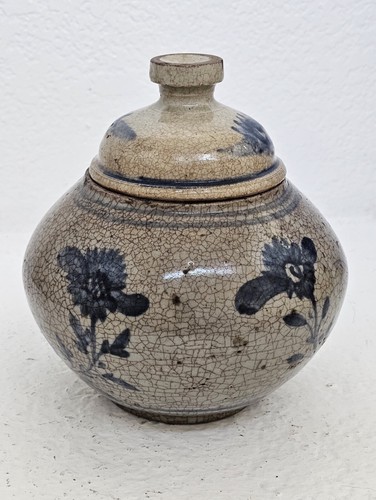 Antique Korean Crackle Lidded Storage Jar Early Joseon Dynasty Very Rare 8"×7" - Picture 8 of 24