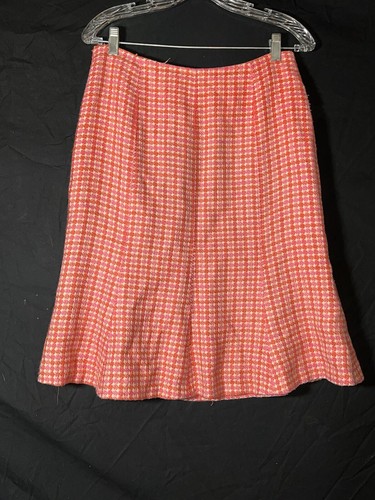 Ann Taylor Pencil Skirt Sz 8 W30 Lined flare pink orange linen - Picture 6 of 9
