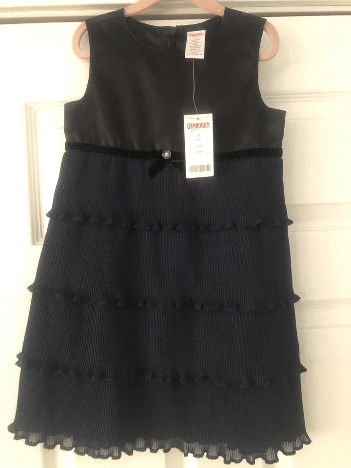 NEW Gymboree Holiday Dress-Girls Size 5-Navy Blue & Black -Tiered Ruffles-party - Image 2 of 4
